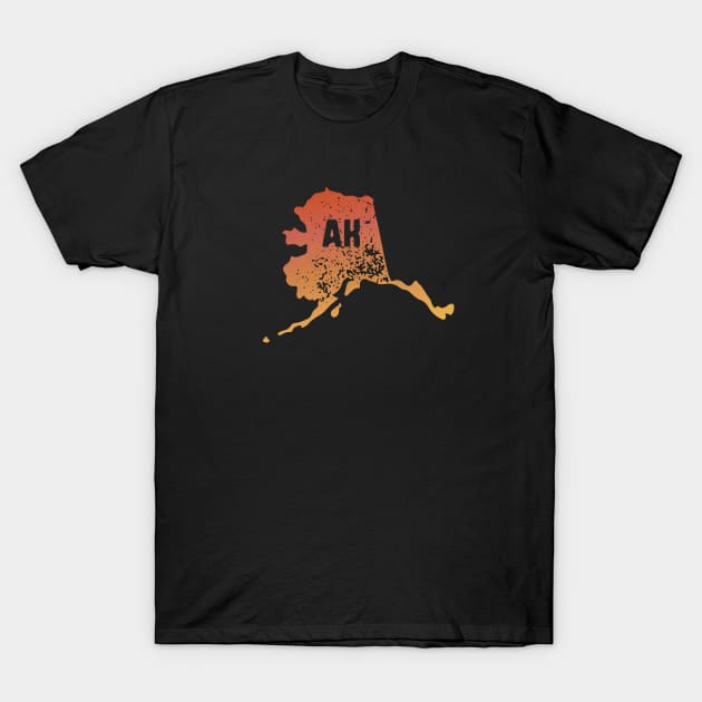 US state pride: Stamp map of Alaska (AK letters cut out) T-Shirt by AtlasMirabilis